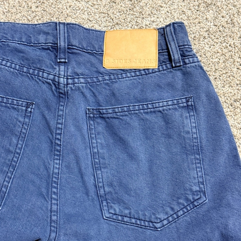 B Sides Women Jeans Wide Leg Button Fly Front Seam 27 Indigo Blue Cotton USA - Picture 5 of 12